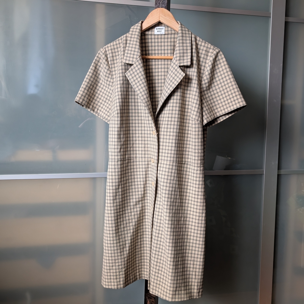 Sunday Best Beige Check Midi Dress - Large